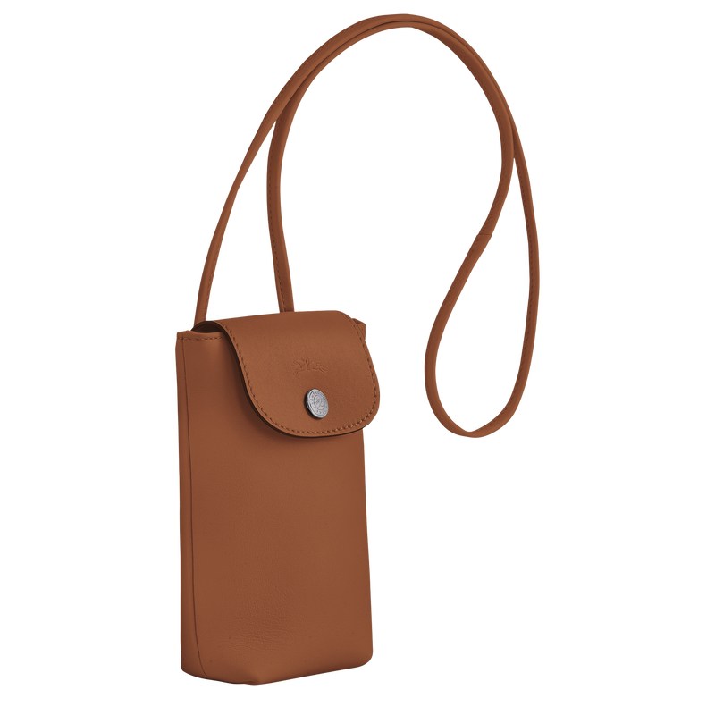 Longchamp Le Pliage Xtra Phone case with leather lace - Leather Pouches & Cases Cognac | UT32-N8EZ