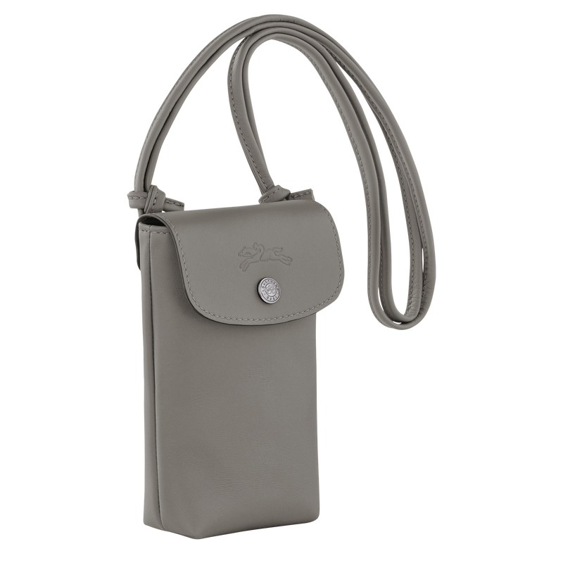 Longchamp Le Pliage Xtra Phone case with leather lace - Leather Pouches & Cases Turtledove | RU85-K2QU