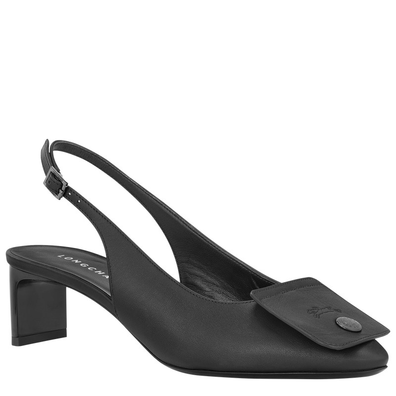 Longchamp Le Pliage Xtra Slingback pumps - Leather Sandals Black | CO48-B7EG