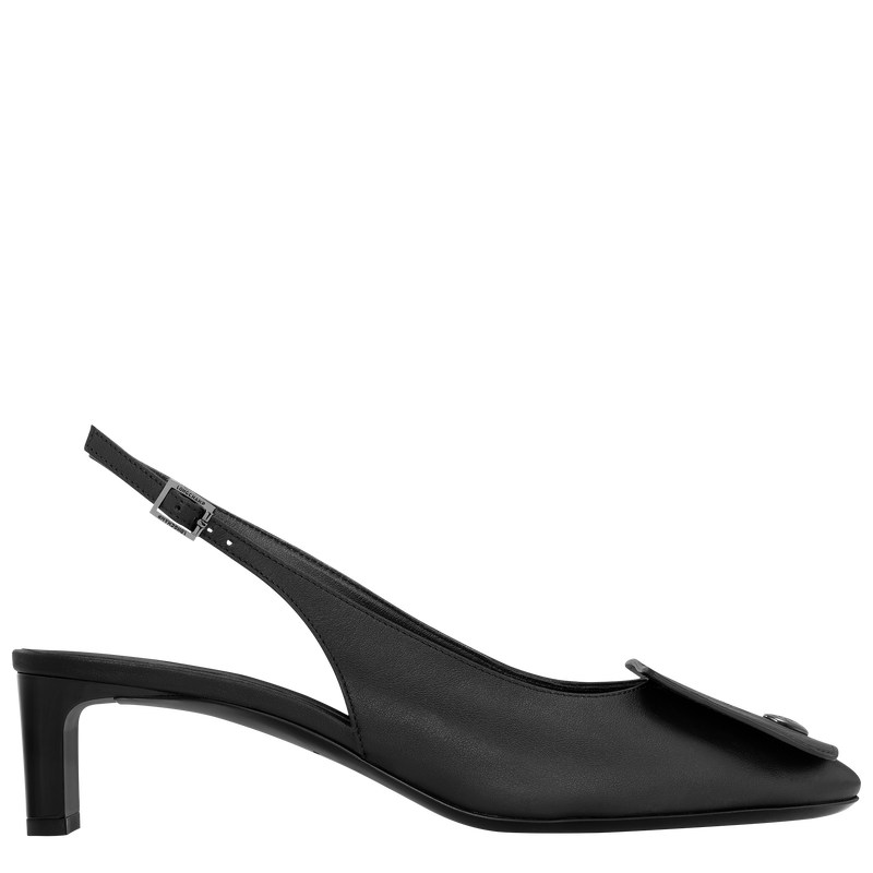 Longchamp Le Pliage Xtra Slingback pumps - Leather Sandals Black | CO48-B7EG