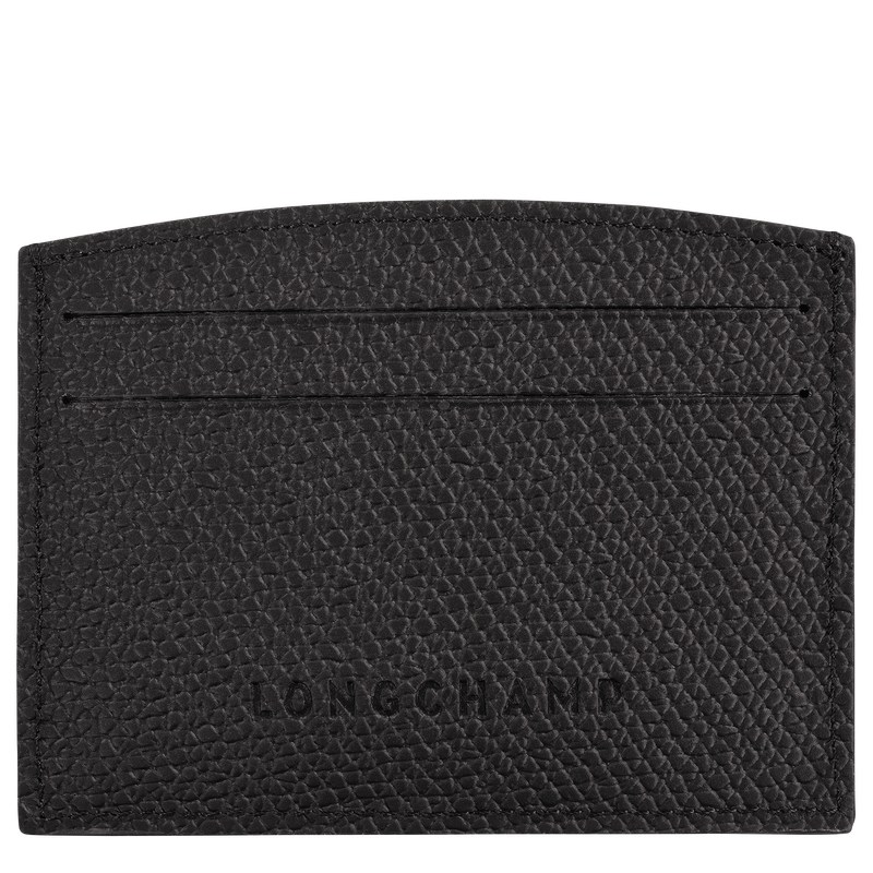 Longchamp Le Roseau Card holder - Leather Cardholders & Coin purses Black | ZI88-H1FC