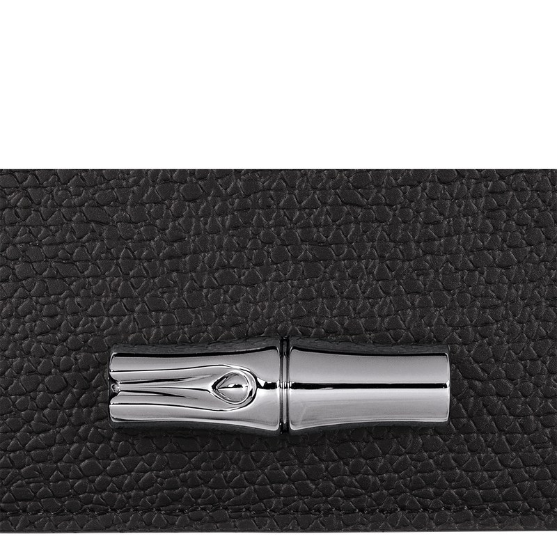 Longchamp Le Roseau Card holder - Leather Cardholders & Coin purses Black | ZI88-H1FC