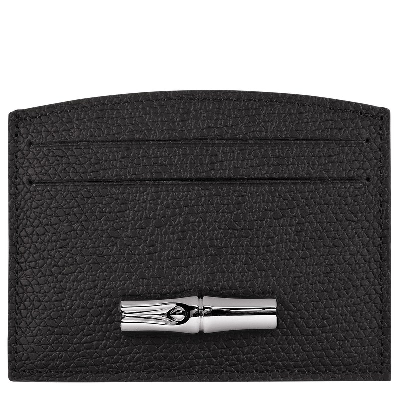 Longchamp Le Roseau Card holder - Leather Cardholders & Coin purses Black | ZI88-H1FC