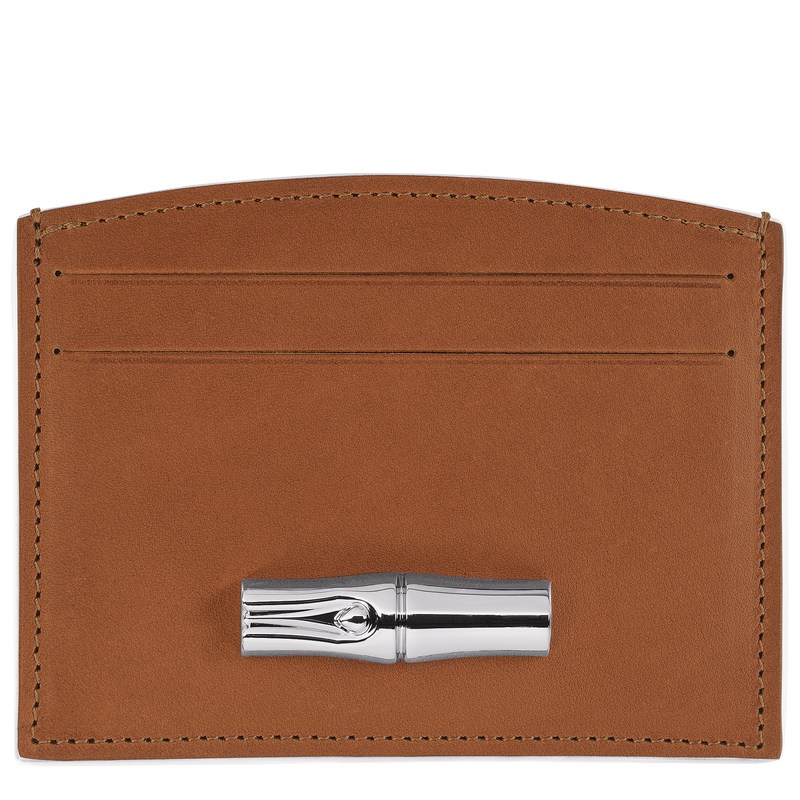 Longchamp Le Roseau Card holder - Leather Cardholders & Coin purses Cognac | ZQ45-A0ZW