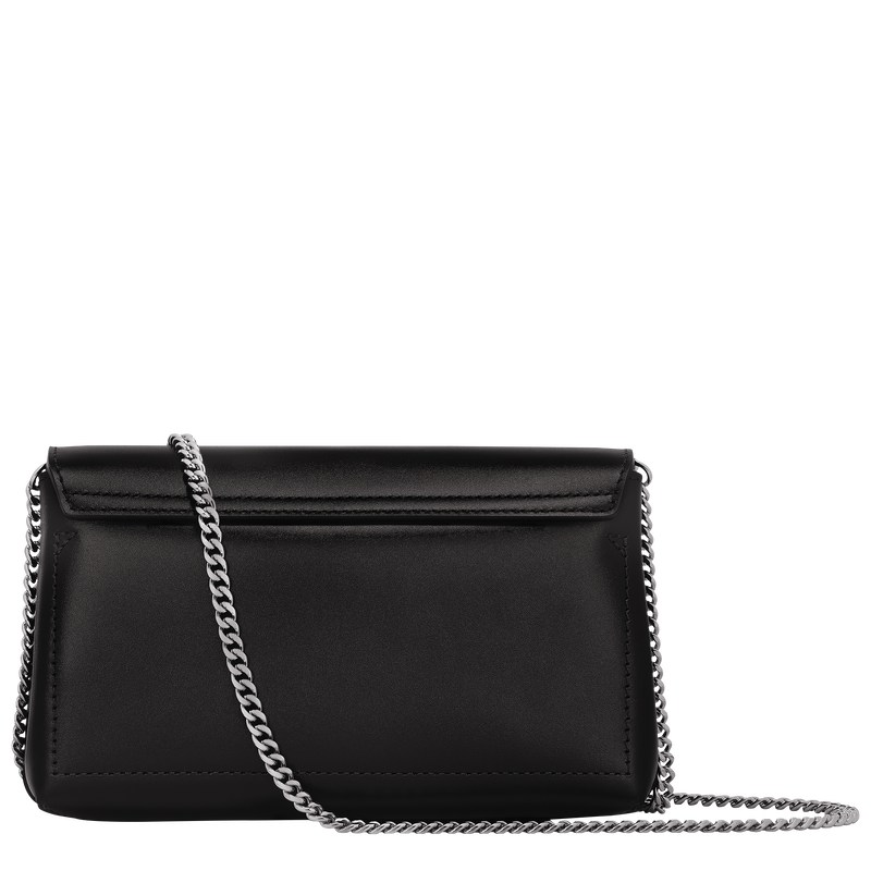 Longchamp Le Roseau Clutch - Leather Crossbody bags Black | QQ16-V1JR