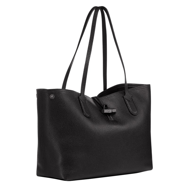 Longchamp Le Roseau Essential L Tote bag - Leather Shoulder bags Black | QP25-Z3QS