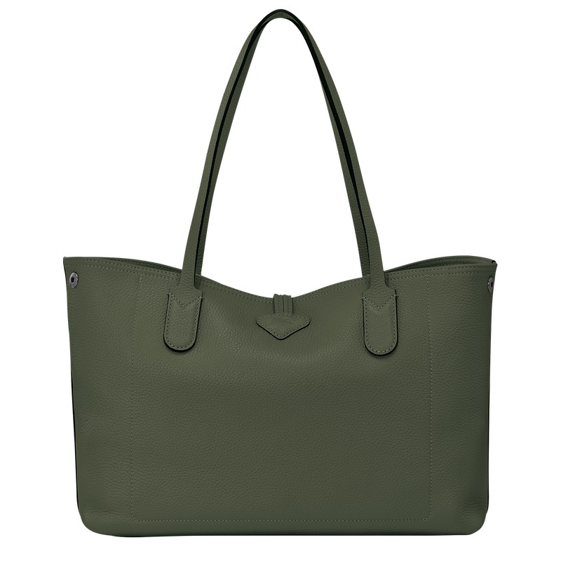 Longchamp Le Roseau Essential L Tote bag - Leather Shoulder bags Khaki | LV32-J0TE