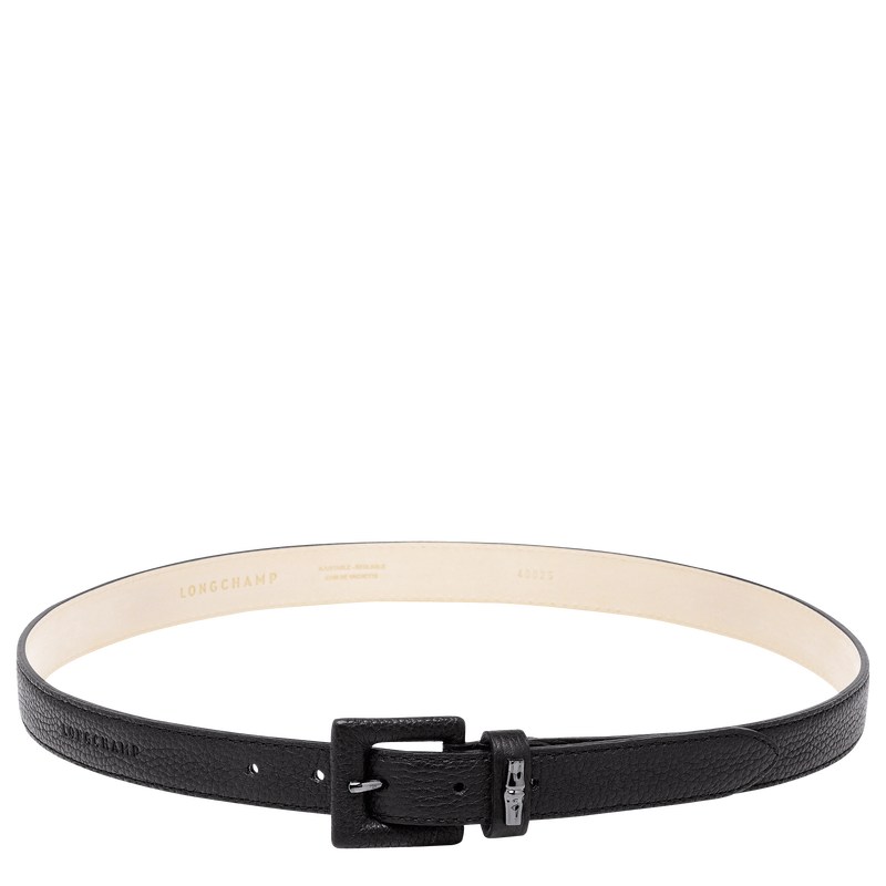 Longchamp Le Roseau Essential Ladies\' belt - Leather Belts Black | PU05-Z4NP