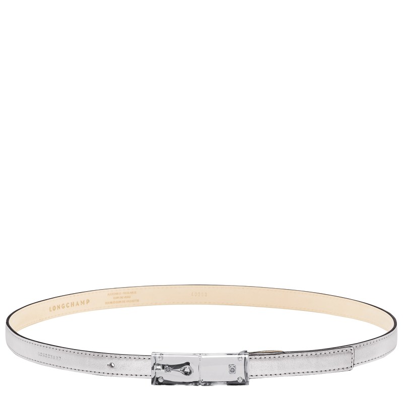 Longchamp Le Roseau Essential Ladies\' belt - Leather Belts Silver | II72-W3PR