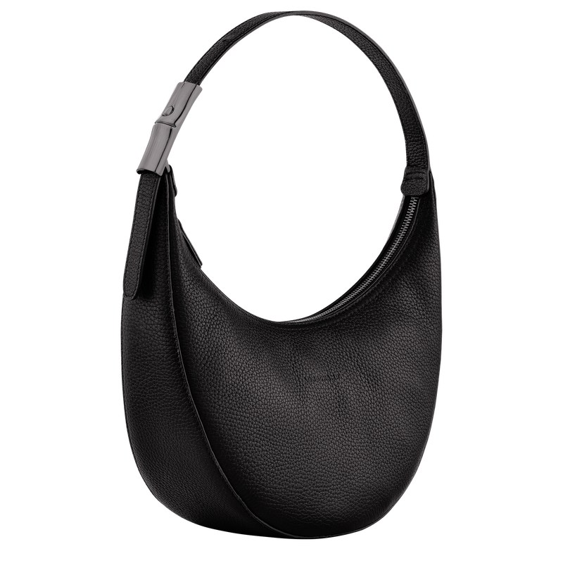 Longchamp Le Roseau Essential M Hobo bag - Leather Shoulder bags Black | BS52-N8BH