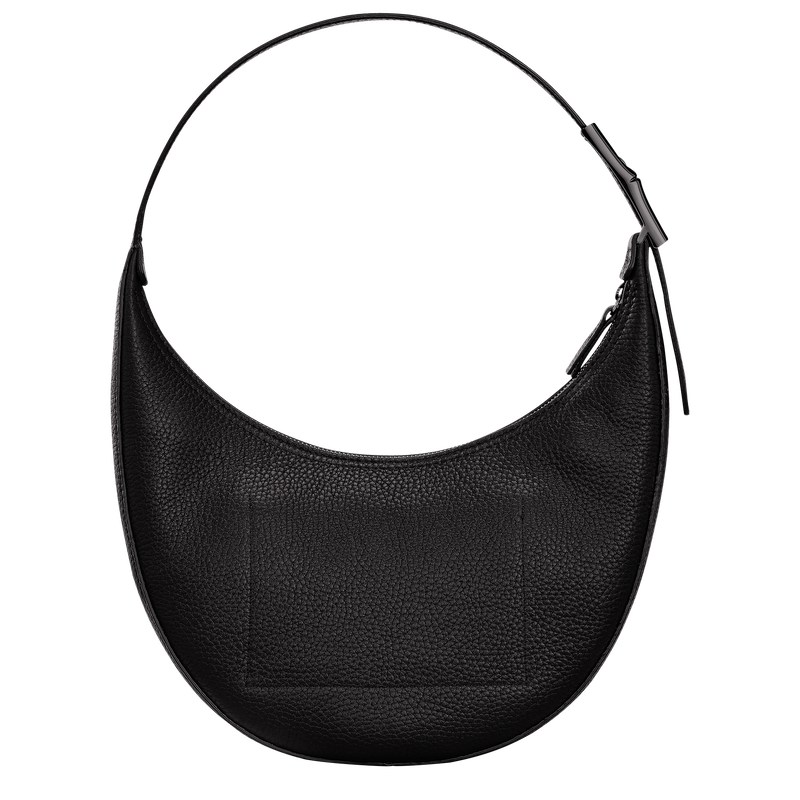 Longchamp Le Roseau Essential M Hobo bag - Leather Shoulder bags Black | BS52-N8BH