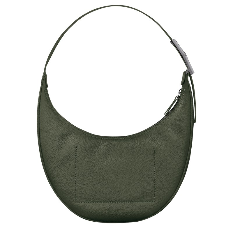 Longchamp Le Roseau Essential M Hobo bag - Leather Shoulder bags Khaki | GC58-L6DI