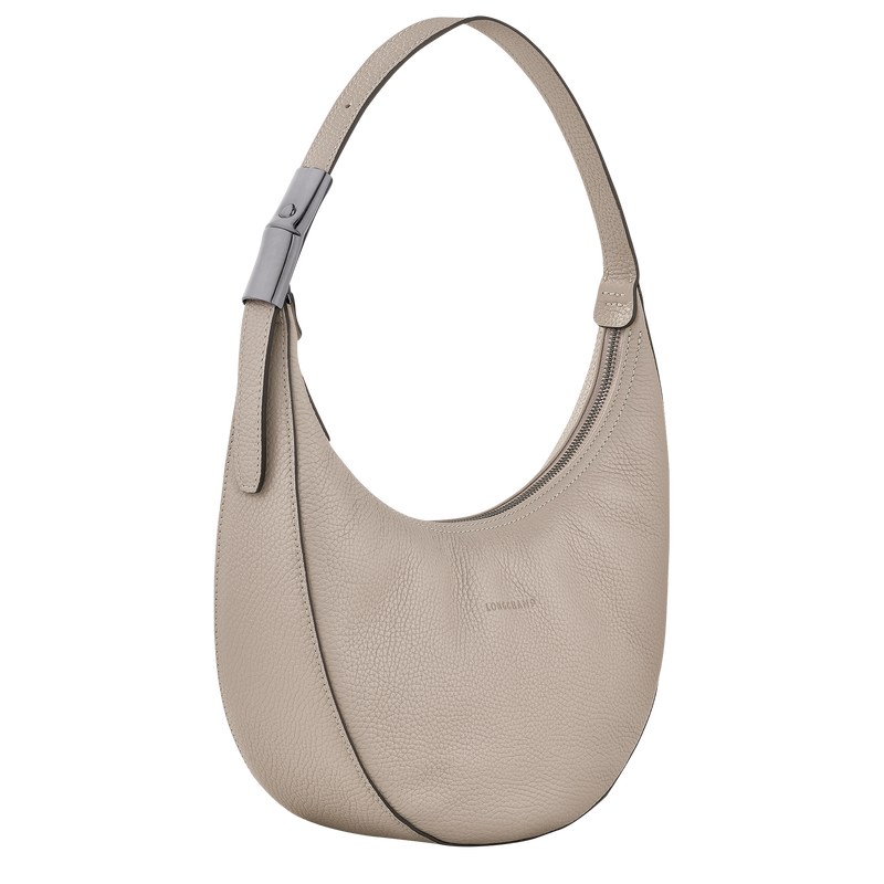 Longchamp Le Roseau Essential M Hobo bag - Leather Shoulder bags Clay | PN60-V9XW