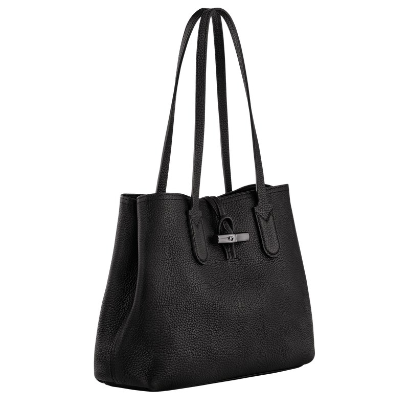 Longchamp Le Roseau Essential M Tote bag - Leather Shoulder bags Black | HN23-T6YH