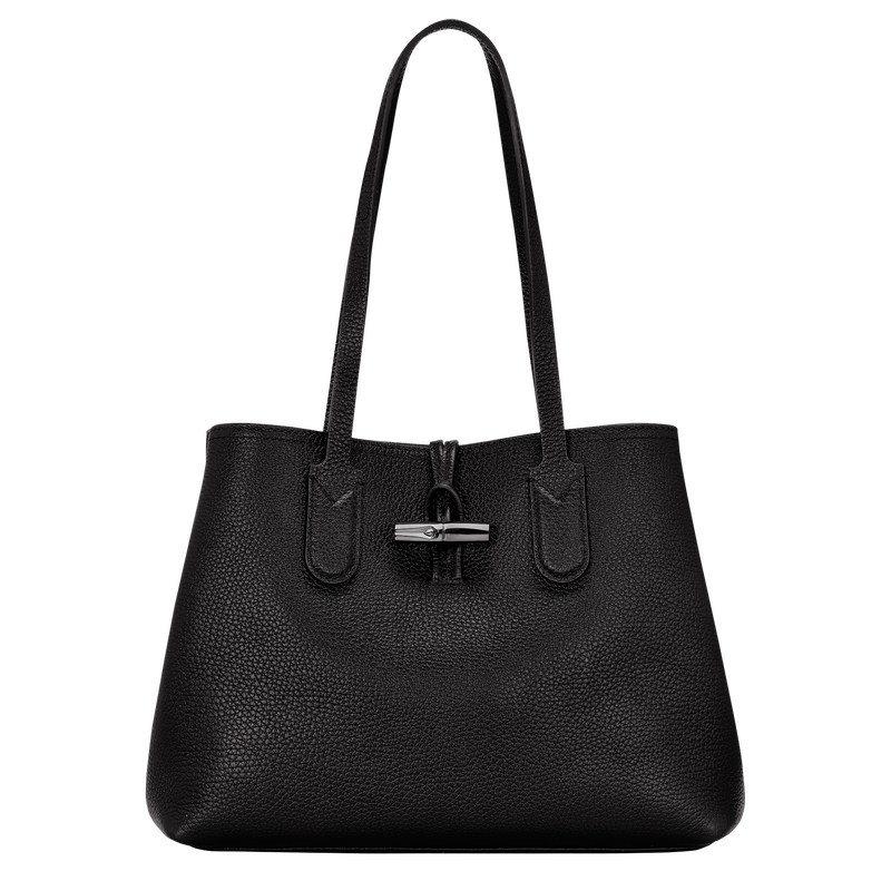 Longchamp Le Roseau Essential M Tote bag - Leather Shoulder bags Black | HN23-T6YH