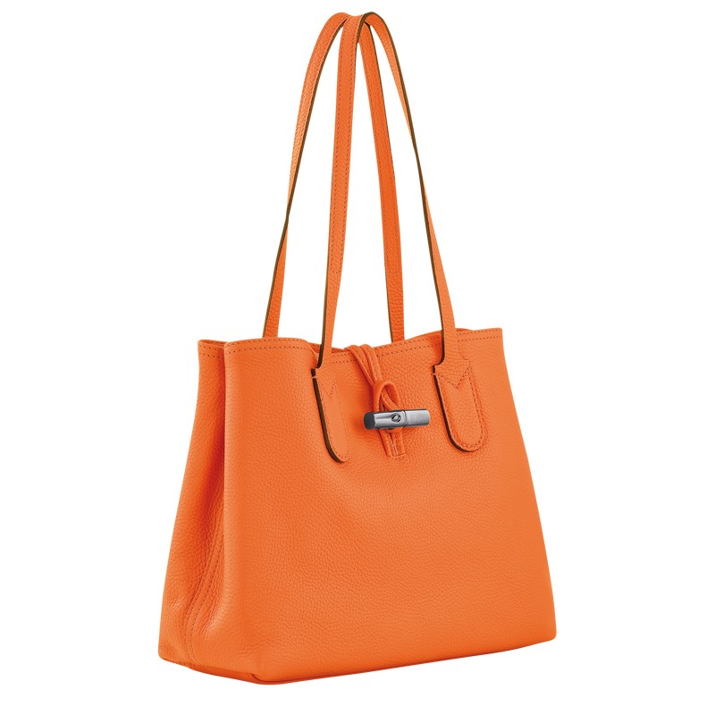 Longchamp Le Roseau Essential M Tote bag - Leather Shoulder bags Orange | AQ48-Z2NG