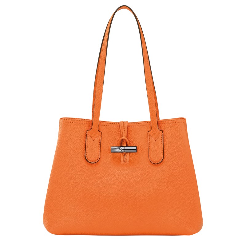 Longchamp Le Roseau Essential M Tote bag - Leather Shoulder bags Orange | AQ48-Z2NG