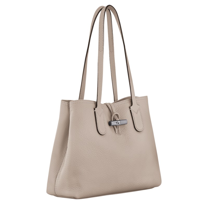 Longchamp Le Roseau Essential M Tote bag - Leather Shoulder bags Clay | YP57-U2EZ