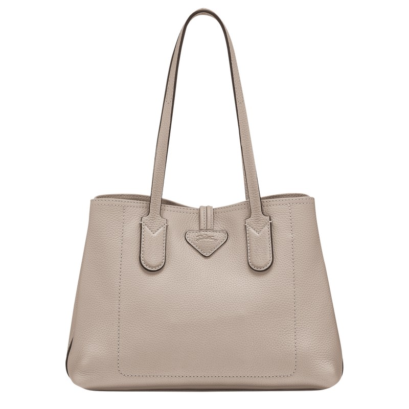 Longchamp Le Roseau Essential M Tote bag - Leather Shoulder bags Clay | YP57-U2EZ