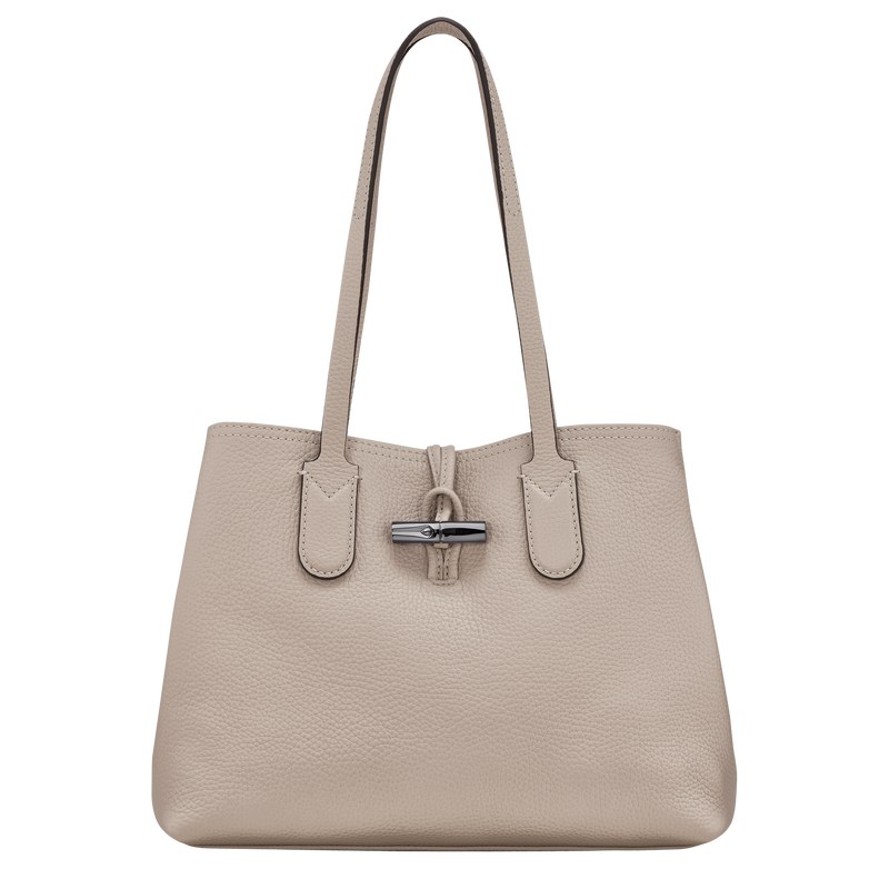 Longchamp Le Roseau Essential M Tote bag - Leather Shoulder bags Clay | YP57-U2EZ