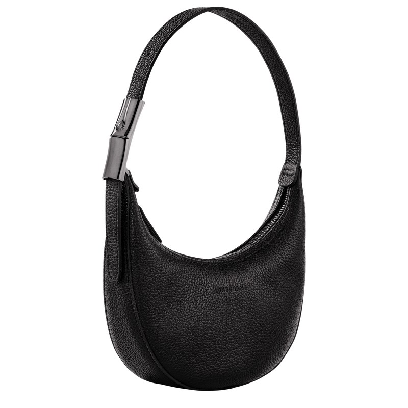 Longchamp Le Roseau Essential S Hobo bag - Leather Shoulder bags Black | YU36-A1DV