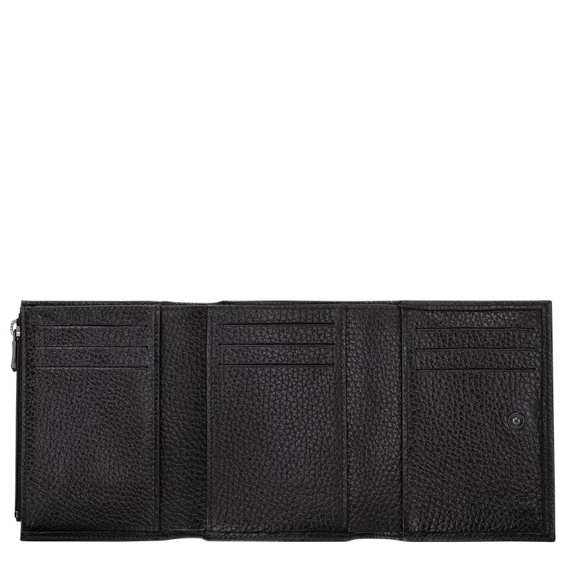 Longchamp Le Roseau Essential Wallet - Leather Wallets Black | CS06-U4LN