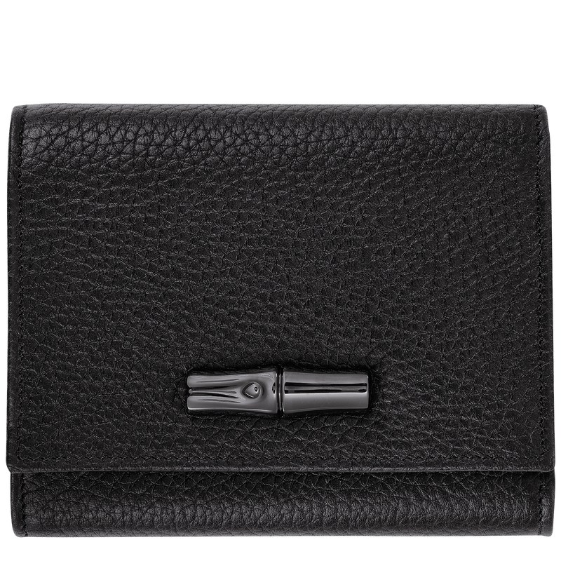 Longchamp Le Roseau Essential Wallet - Leather Wallets Black | CS06-U4LN