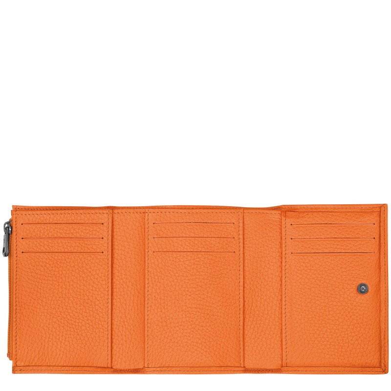 Longchamp Le Roseau Essential Wallet - Leather Wallets Orange | DX45-J8DP