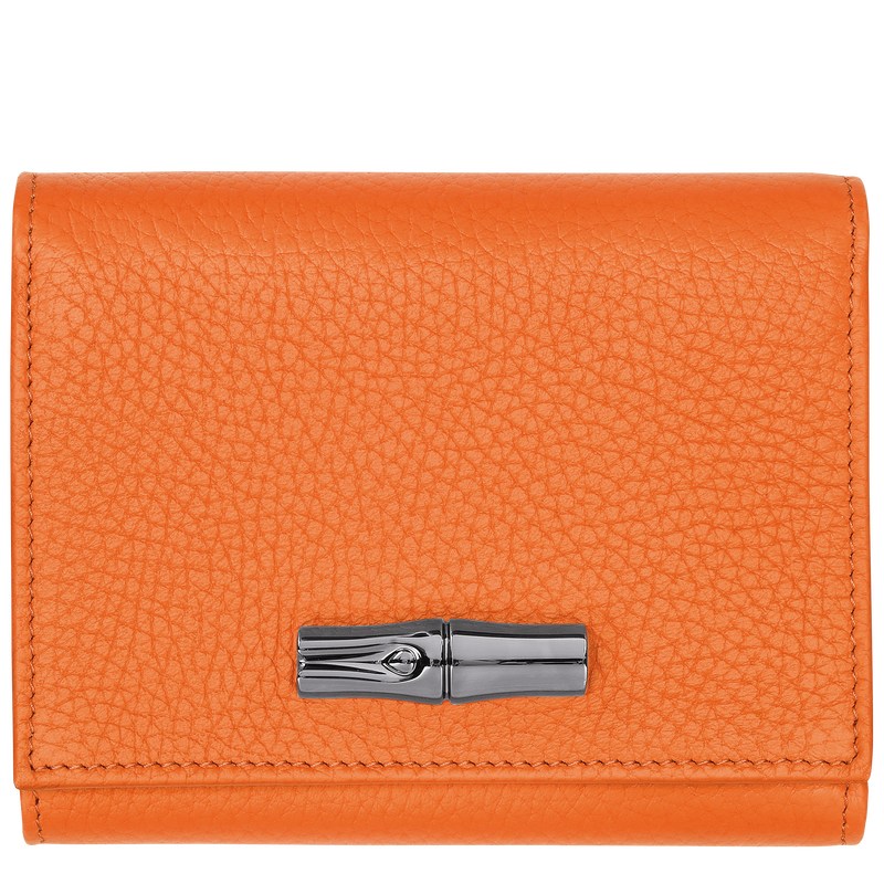 Longchamp Le Roseau Essential Wallet - Leather Wallets Orange | DX45-J8DP