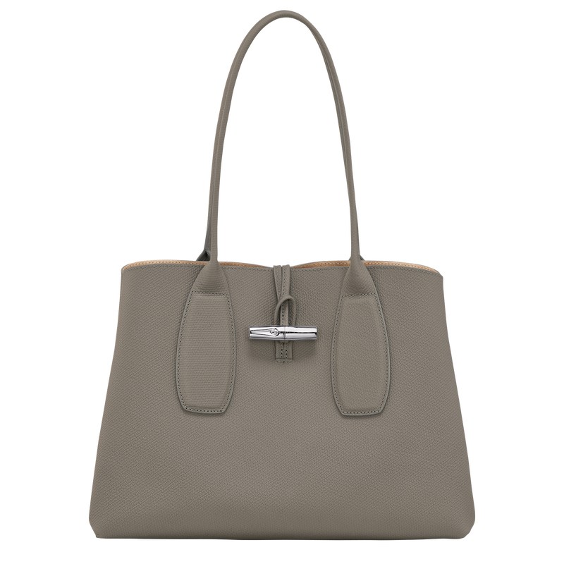 Longchamp Le Roseau L Tote bag - Leather Shoulder bags Turtledove | CT09-E4TA