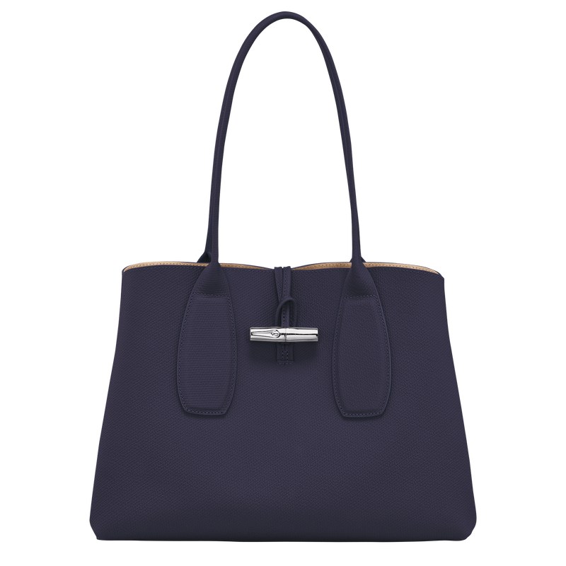 Longchamp Le Roseau L Tote bag - Leather Shoulder bags Bilberry | PB70-Q1UR