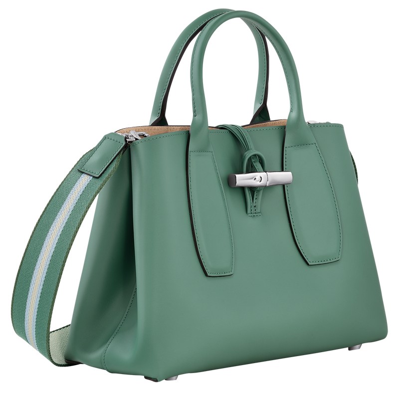 Longchamp Le Roseau M Handbag - Leather Handbags Sage | DM84-G8JW