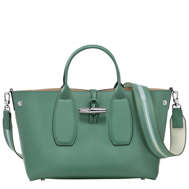 Longchamp Le Roseau M Handbag - Leather Handbags Sage | DM84-G8JW