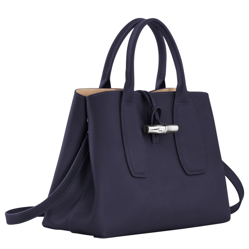 Longchamp Le Roseau M Handbag - Leather Handbags Bilberry | FZ05-G5TG