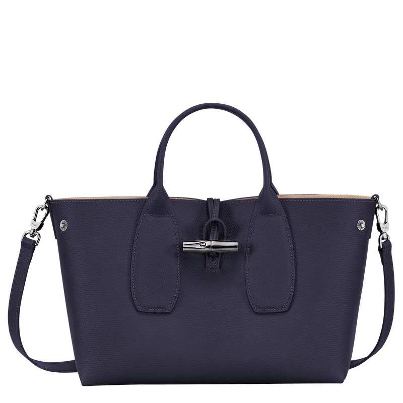 Longchamp Le Roseau M Handbag - Leather Handbags Bilberry | FZ05-G5TG