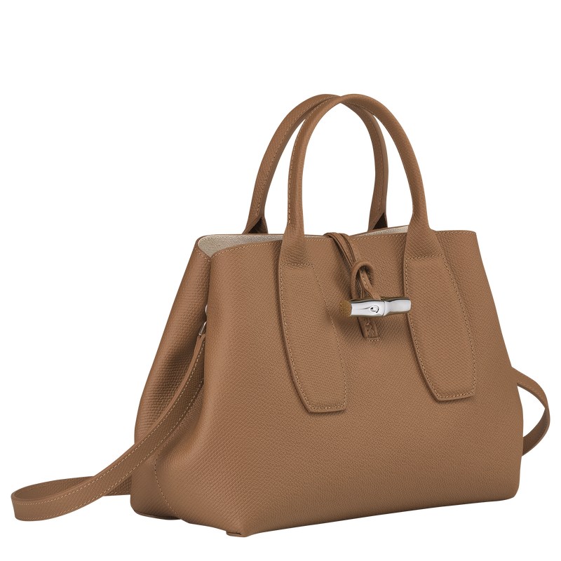 Longchamp Le Roseau M Handbag - Leather Handbags Natural | XK11-T9MY