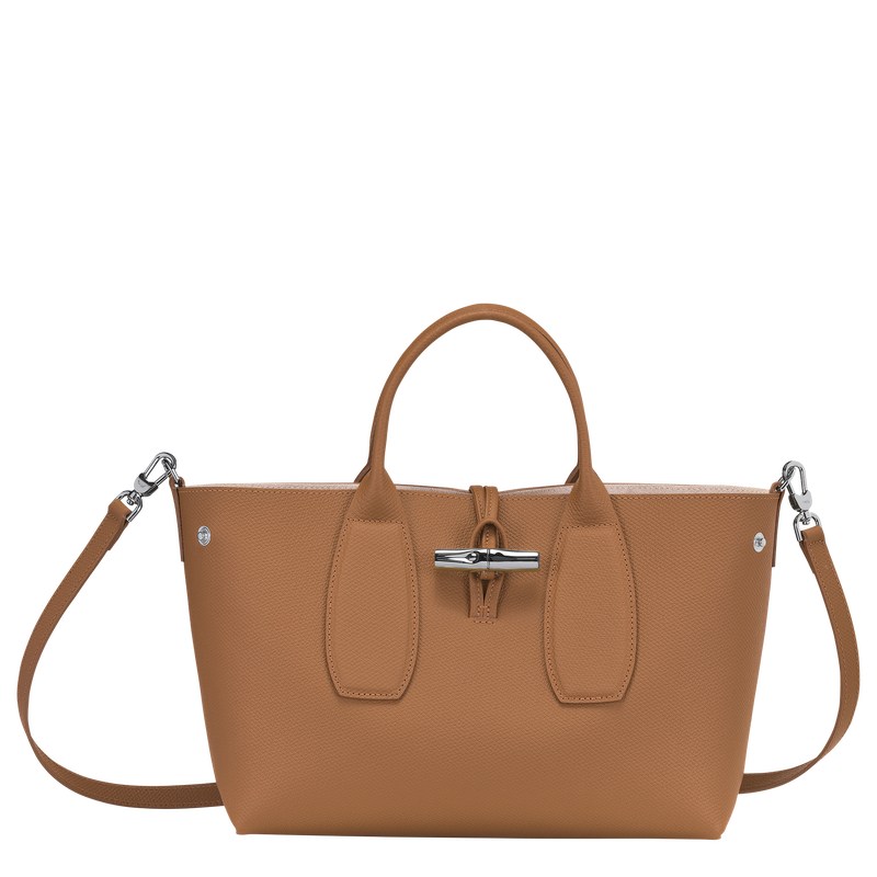 Longchamp Le Roseau M Handbag - Leather Handbags Natural | XK11-T9MY