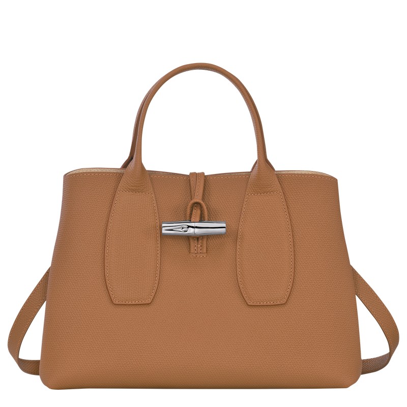 Longchamp Le Roseau M Handbag - Leather Handbags Natural | XK11-T9MY