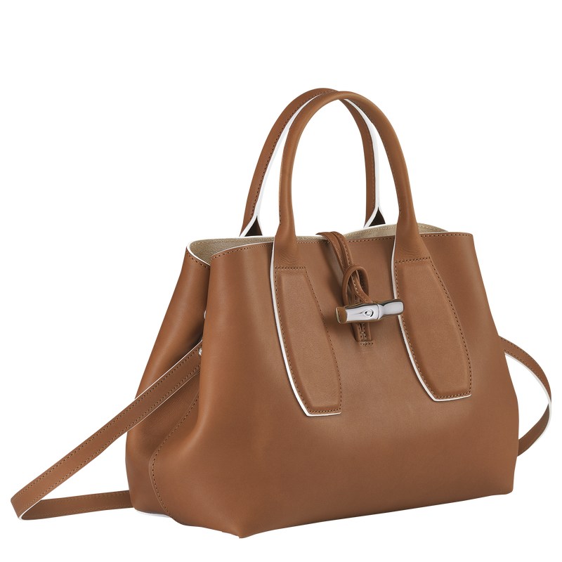 Longchamp Le Roseau M Handbag - Leather Handbags Cognac | IV56-M0UT