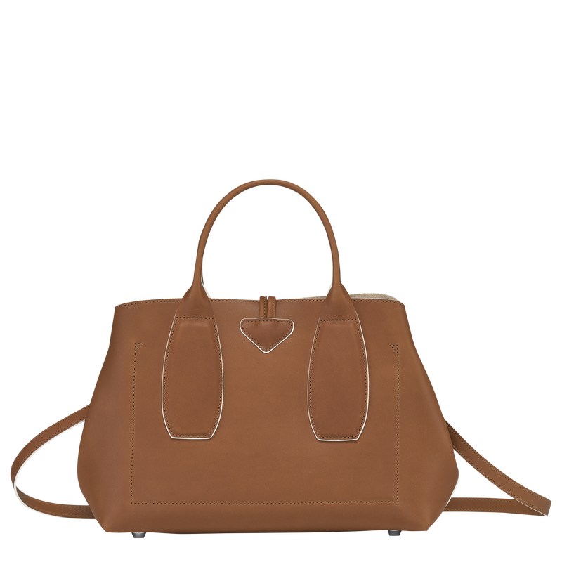 Longchamp Le Roseau M Handbag - Leather Handbags Cognac | IV56-M0UT