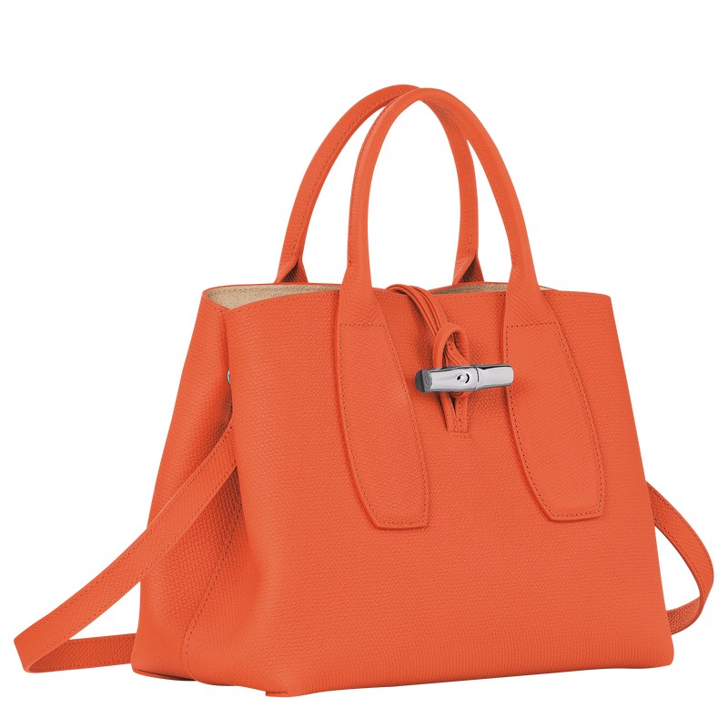 Longchamp Le Roseau M Handbag - Leather Handbags Orange | KW86-G1HZ