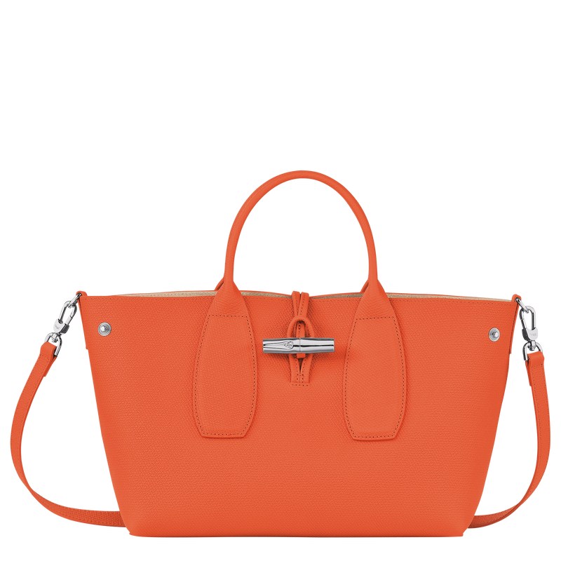 Longchamp Le Roseau M Handbag - Leather Handbags Orange | KW86-G1HZ