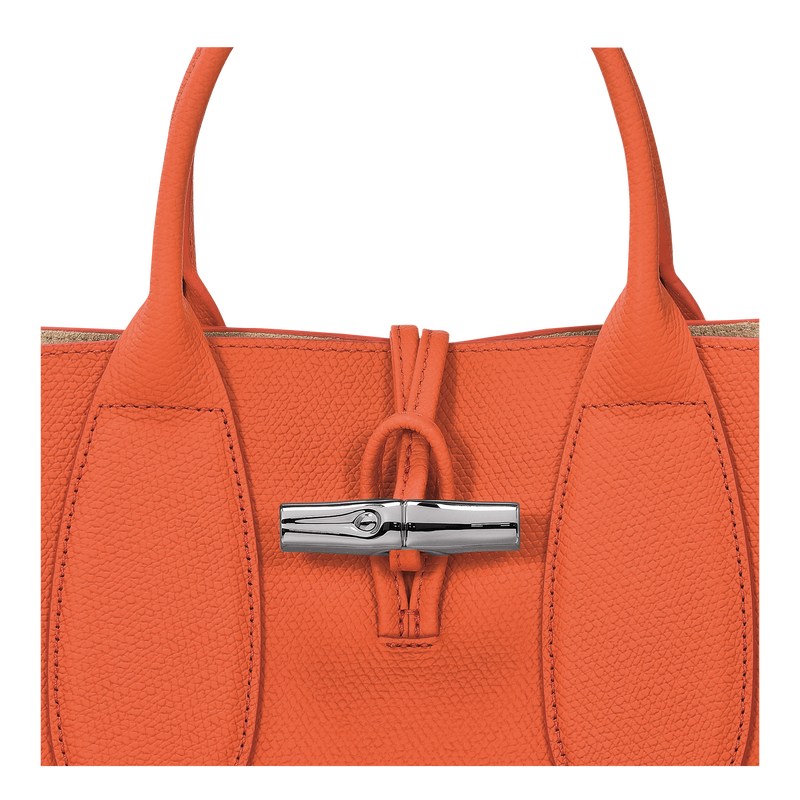 Longchamp Le Roseau M Handbag - Leather Handbags Orange | KW86-G1HZ