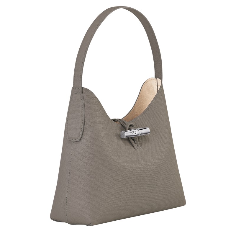 Longchamp Le Roseau M Hobo bag - Leather Shoulder bags Turtledove | XM04-V3BV