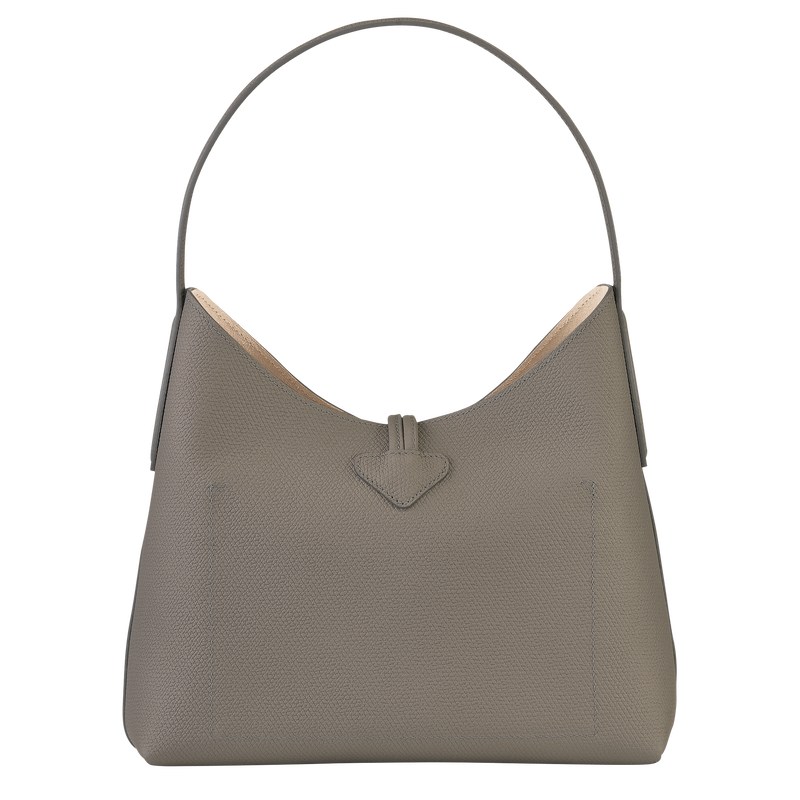 Longchamp Le Roseau M Hobo bag - Leather Shoulder bags Turtledove | XM04-V3BV