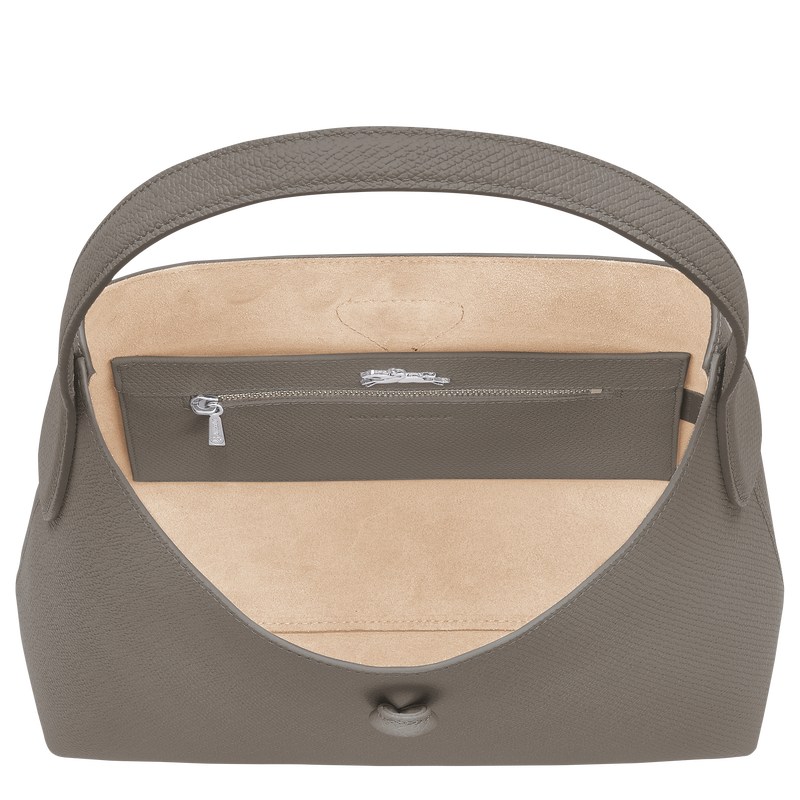 Longchamp Le Roseau M Hobo bag - Leather Shoulder bags Turtledove | XM04-V3BV