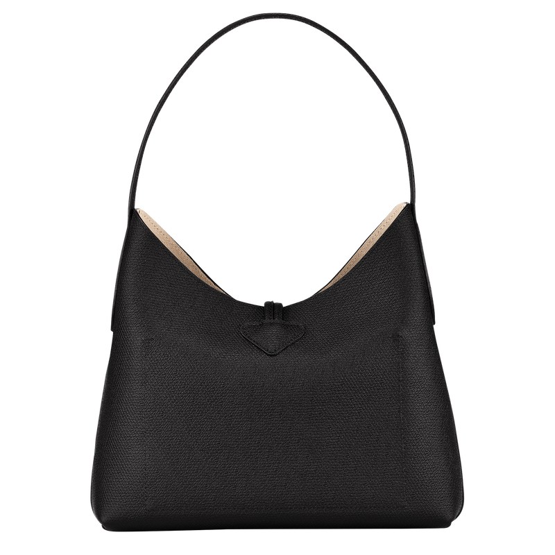 Longchamp Le Roseau M Hobo bag - Leather Shoulder bags Black | LV51-J4DO