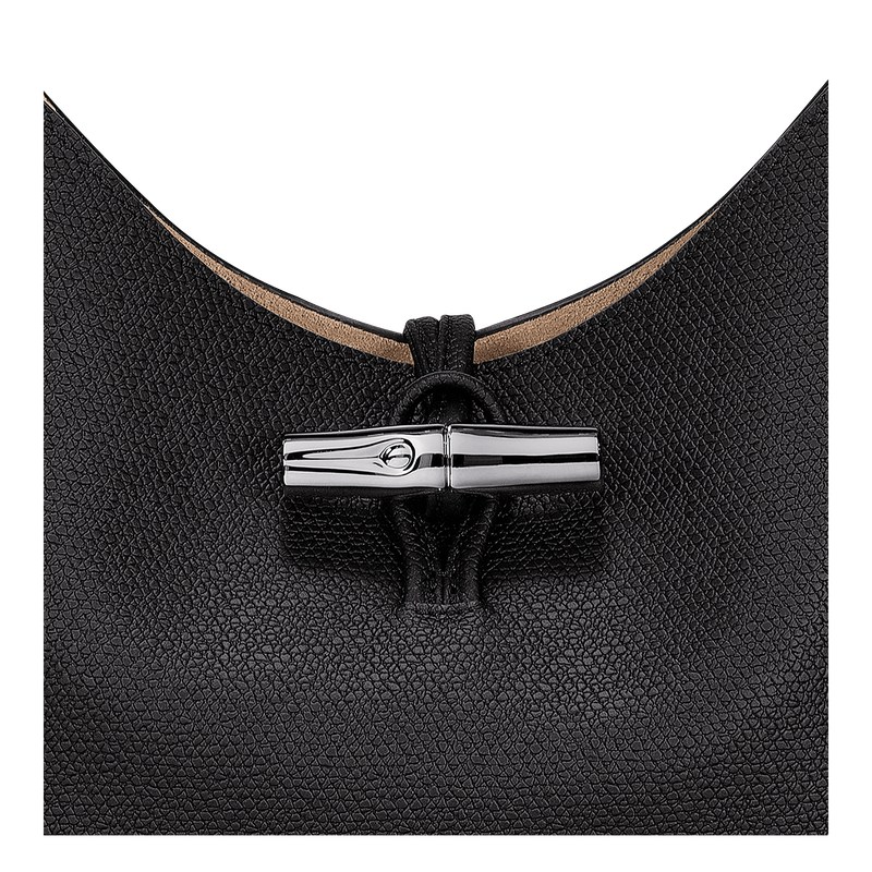 Longchamp Le Roseau M Hobo bag - Leather Shoulder bags Black | LV51-J4DO