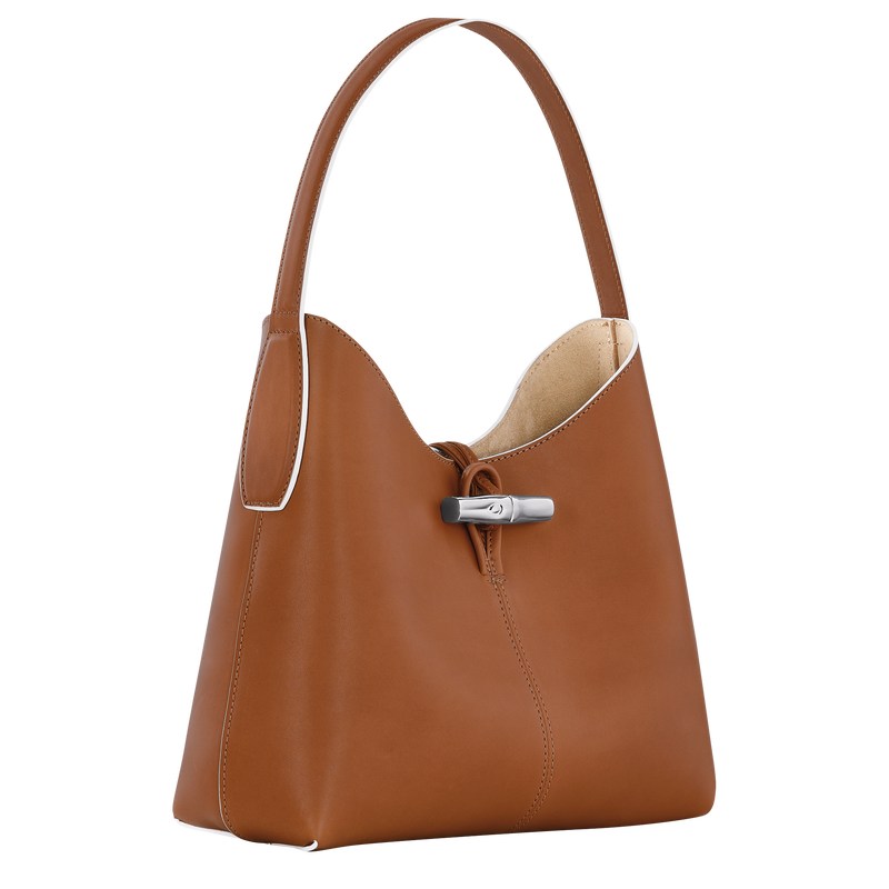 Longchamp Le Roseau M Hobo bag - Leather Shoulder bags Cognac | FE09-W6WG