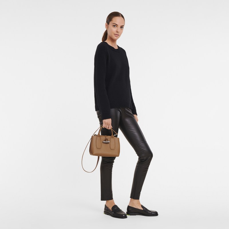 Longchamp Le Roseau S Handbag - Leather Handbags Natural | OJ86-S4ZI